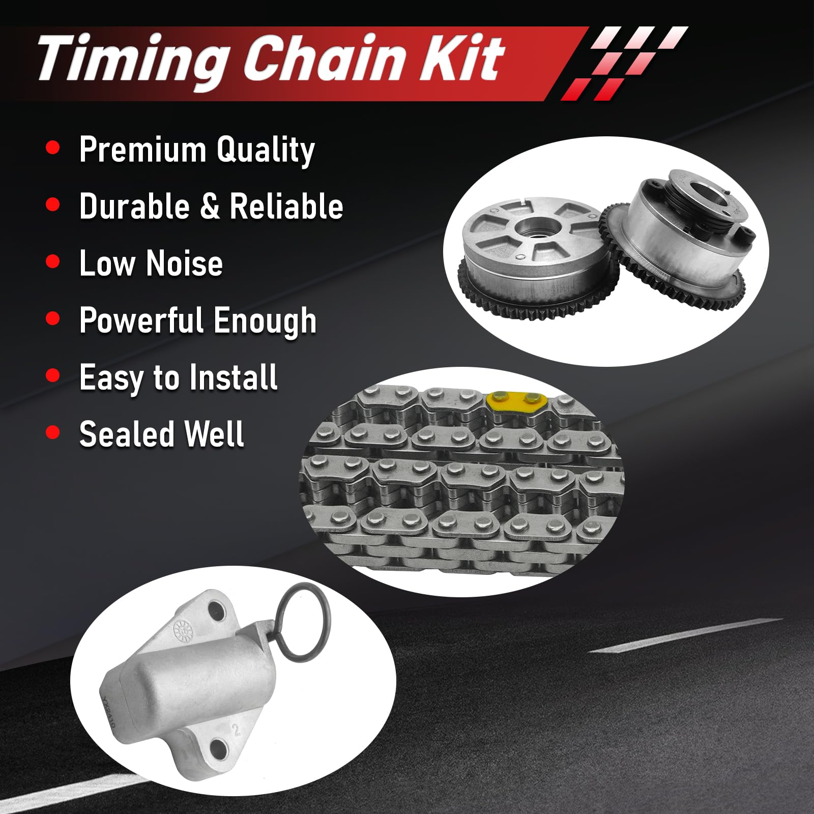 BRNEWKITS timing chain kit installed on an engine illustrating correct fit and application