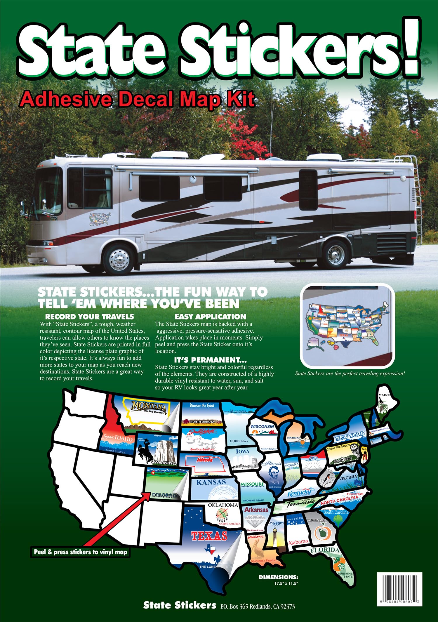 brothers manufacturing front packaging showing full 50-state decal set, clear overview benefit