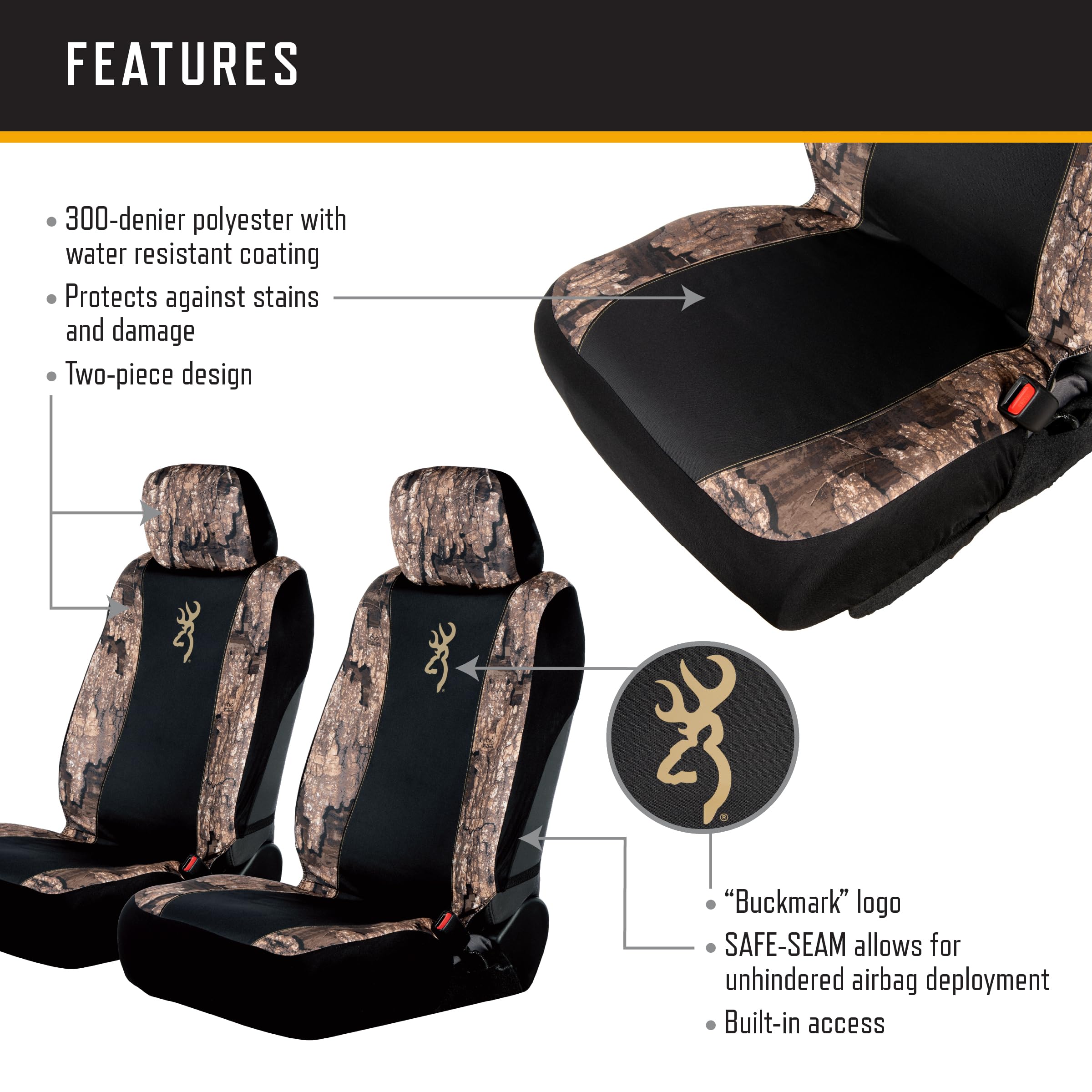 Browning close-up of Safe Seam stitching highlighting safety and reliable airbag release