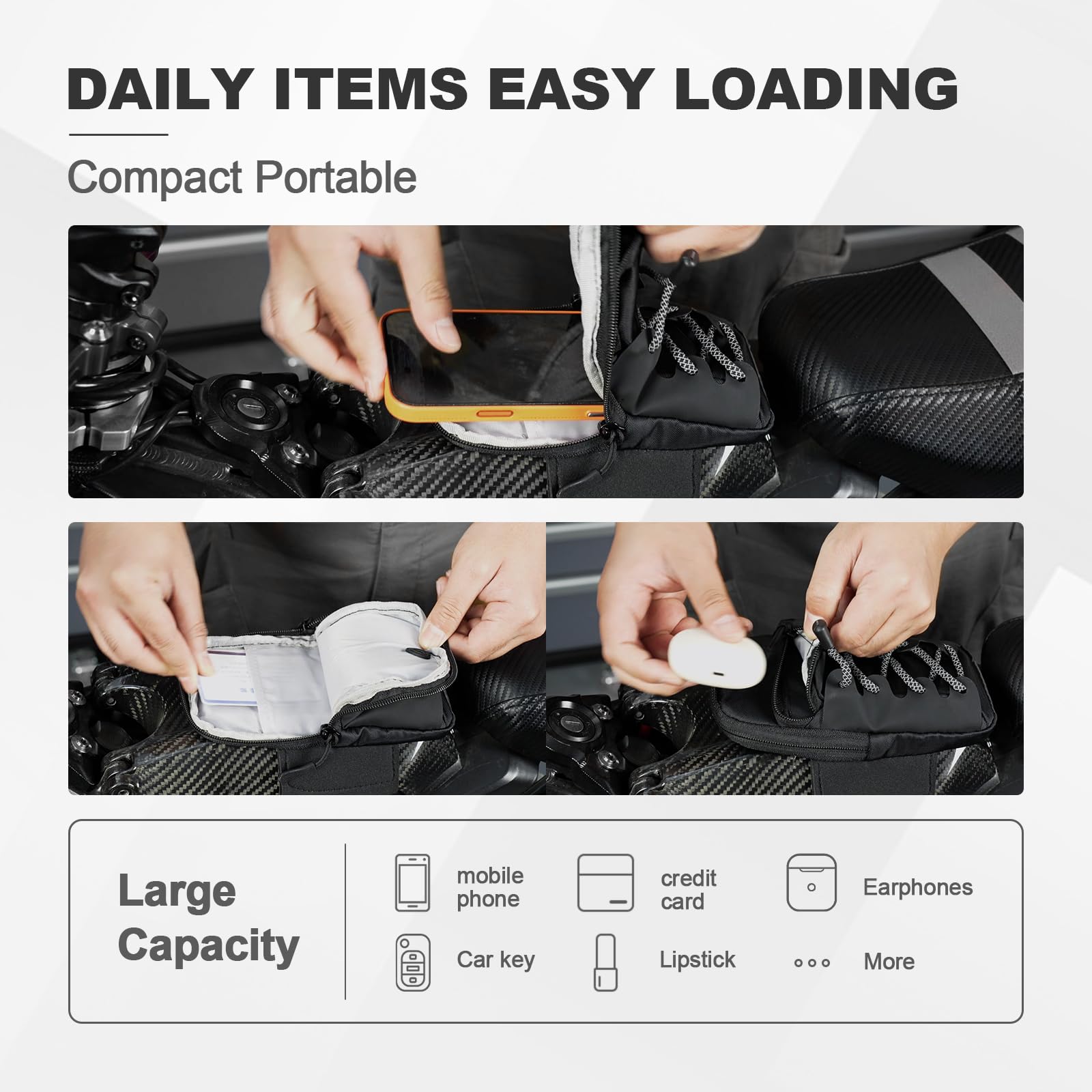 BSSOK dual zipper detail for quick access and convenient opening