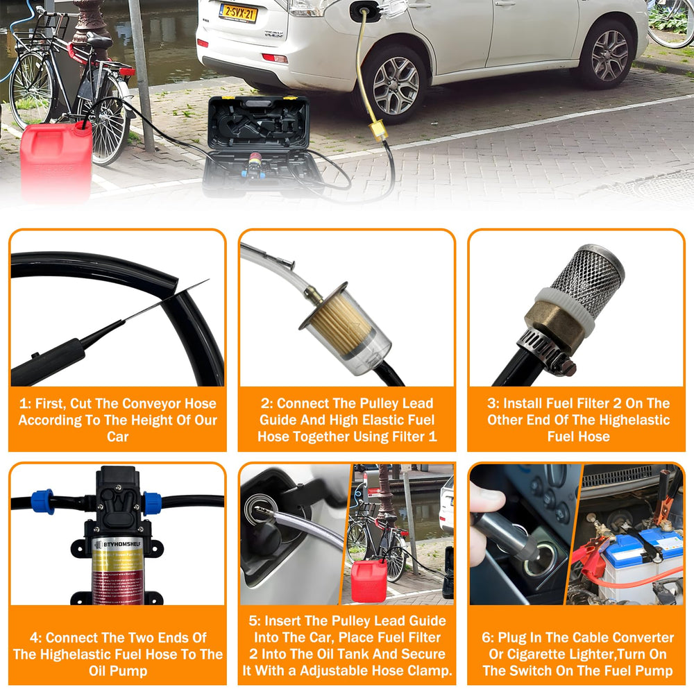 BtyHomShelf pump in use transferring fuel from drum to generator, reducing downtime