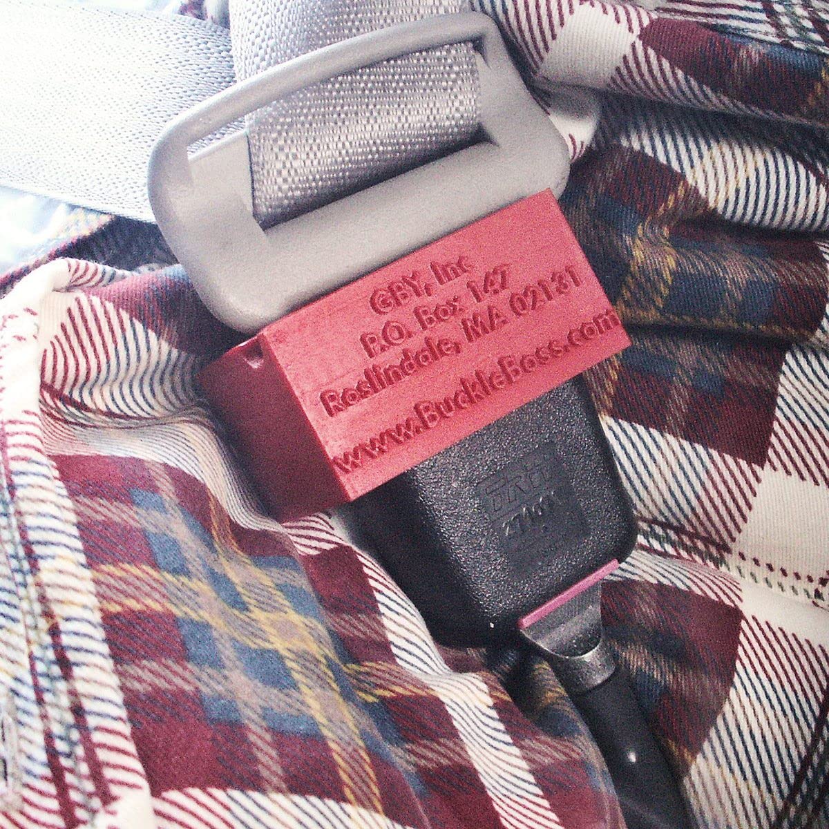 Buckle Boss used with a child passenger to improve restraint reliability