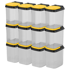 Buddeez front packaging showing 12 clear stackable bins and compact storage benefit
