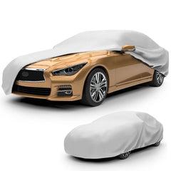 Budge front view of cover fitting sedan protecting finish