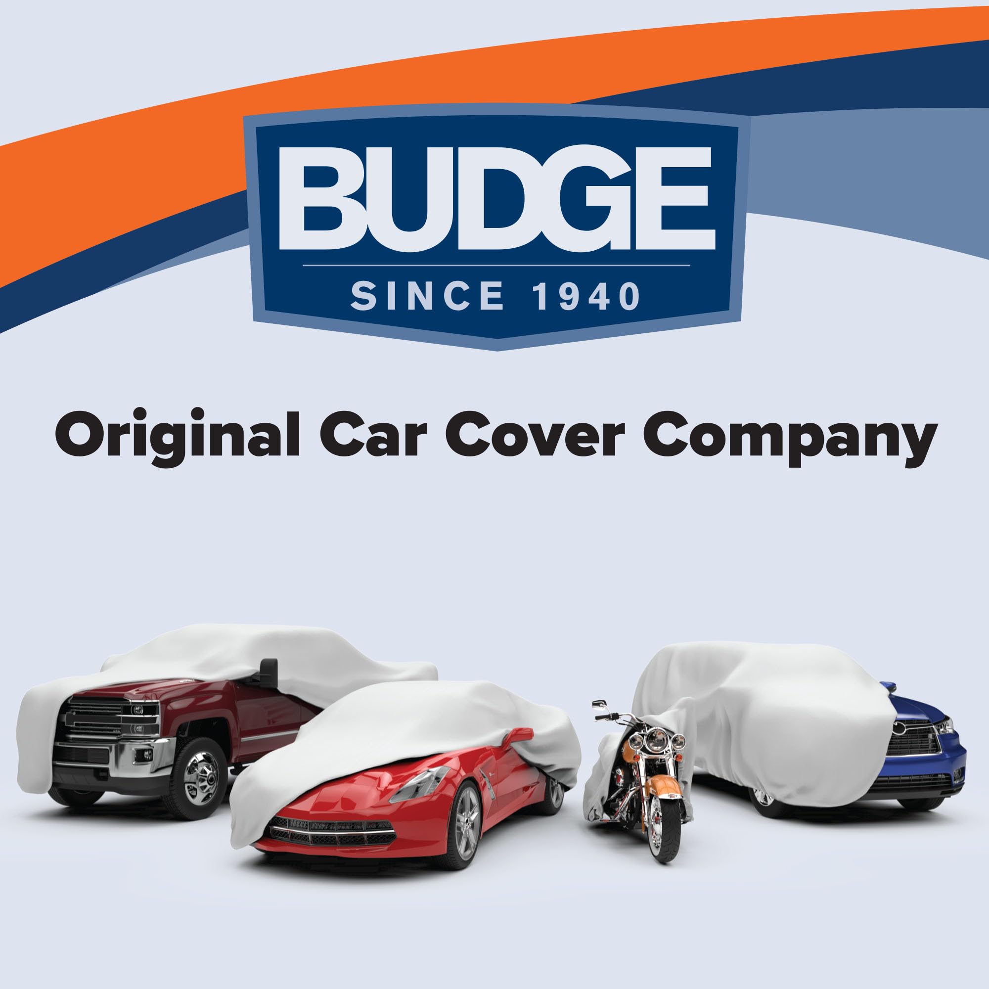Budge cover beside sedan showing fit dimensions and scale