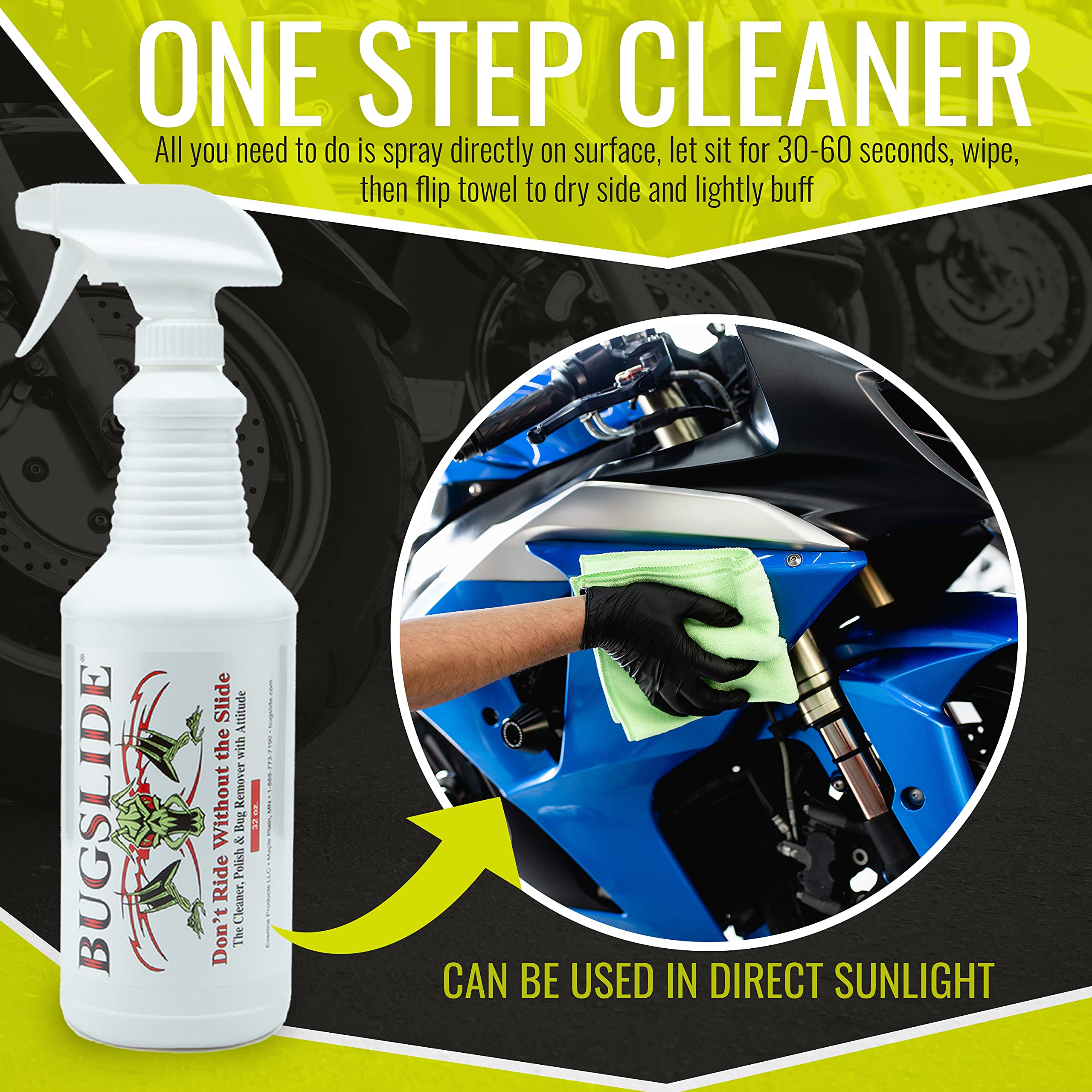 BugSlide cleaning chrome trim leaving bright, reflective corrosion-free finish
