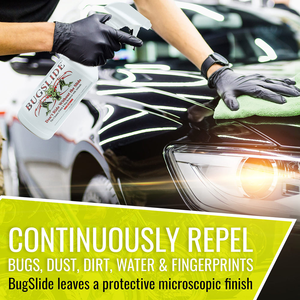 BugSlide being wiped with microfiber cloth to remove grime and avoid scratches