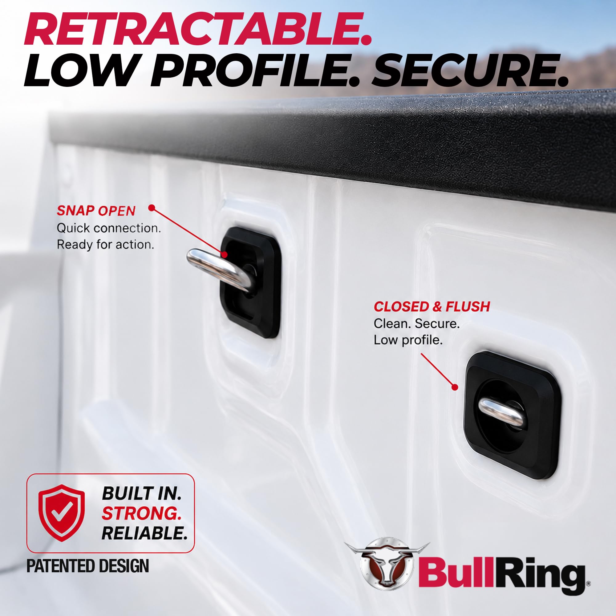 Bull Ring anchor next to screwdriver showing easy no-drill install benefit