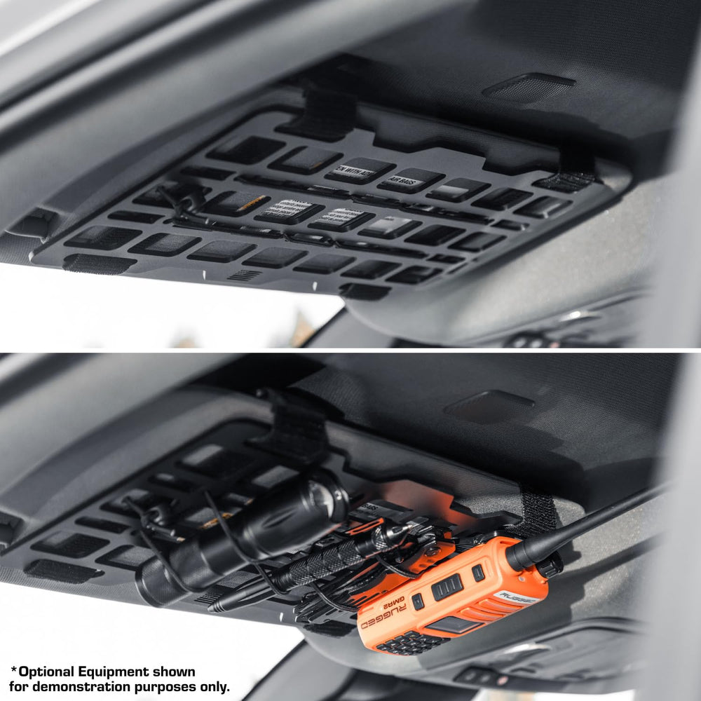 Bulletpoint close-up of aluminum MOLLE slots displaying durable construction and secure mounting benefit