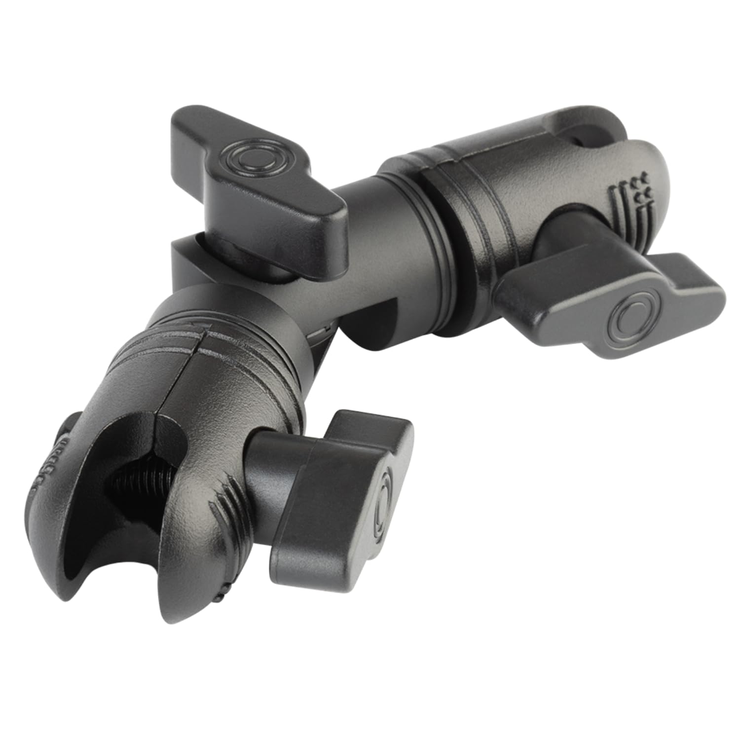Bulletpoint arm front view showing compact profile and easy mounting benefit
