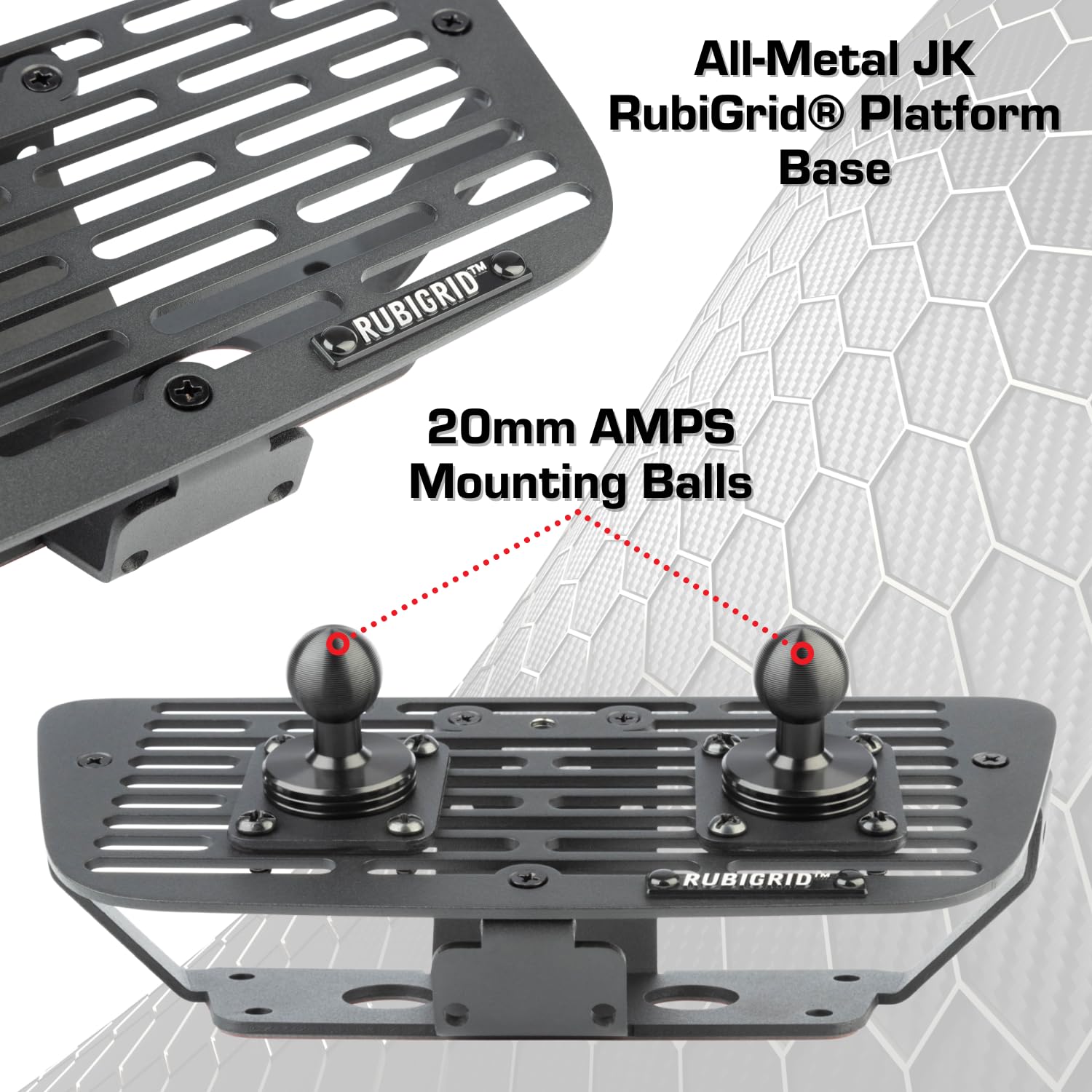 Bulletpoint RubiGrid 20mm ball detail showing interchangeability and stable attachment