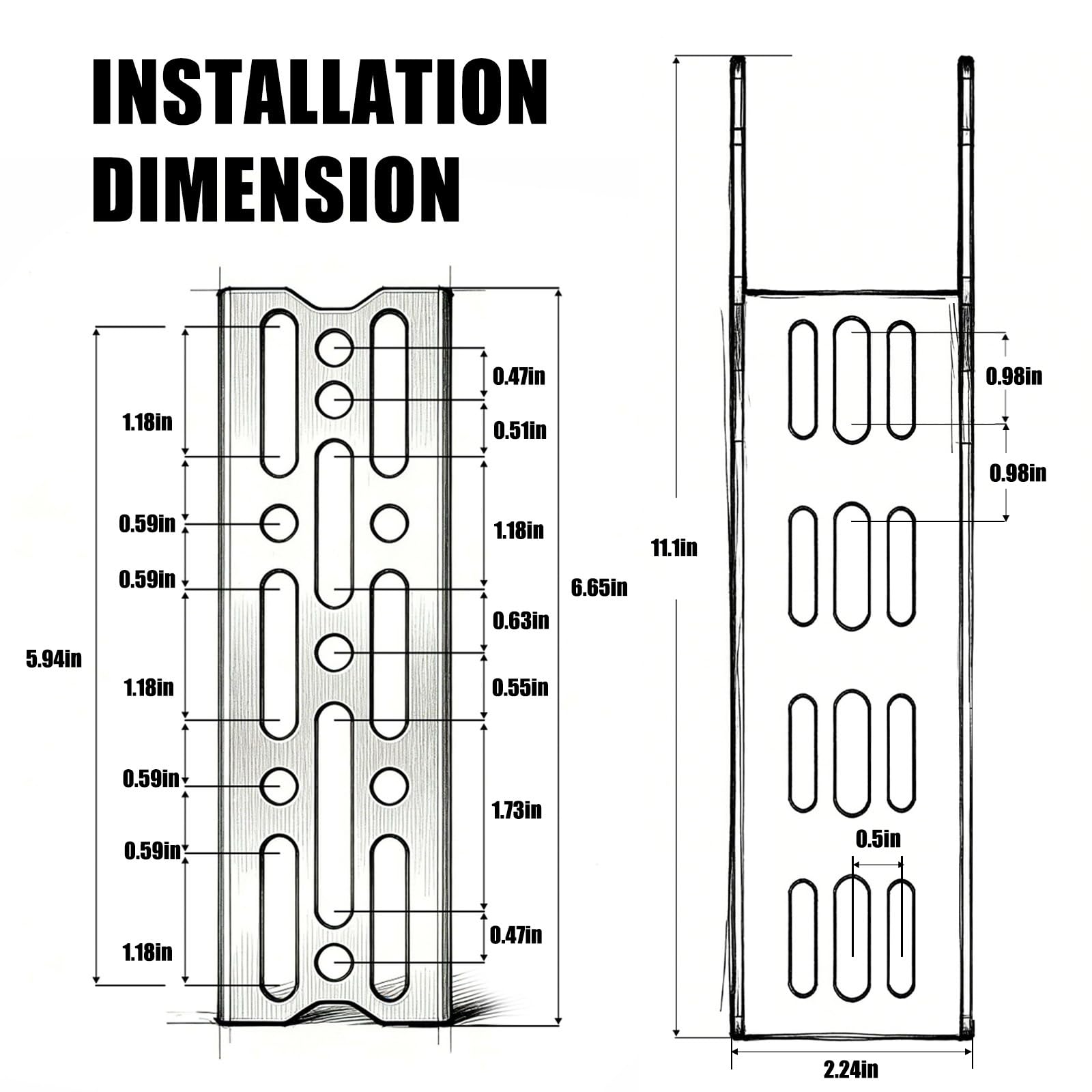 BUNKER INDUST height adjustment holes visible to achieve precise awning clearance