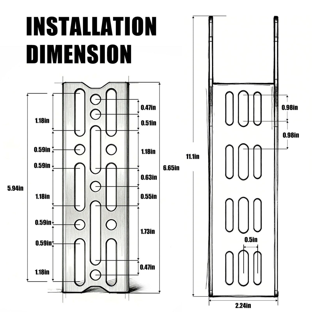BUNKER INDUST height adjustment holes visible to achieve precise awning clearance