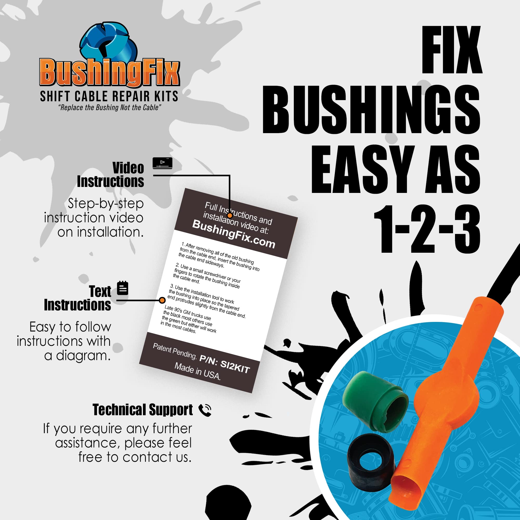 BushingFix kit used in a garage setting showing DIY repair saves time and money benefit