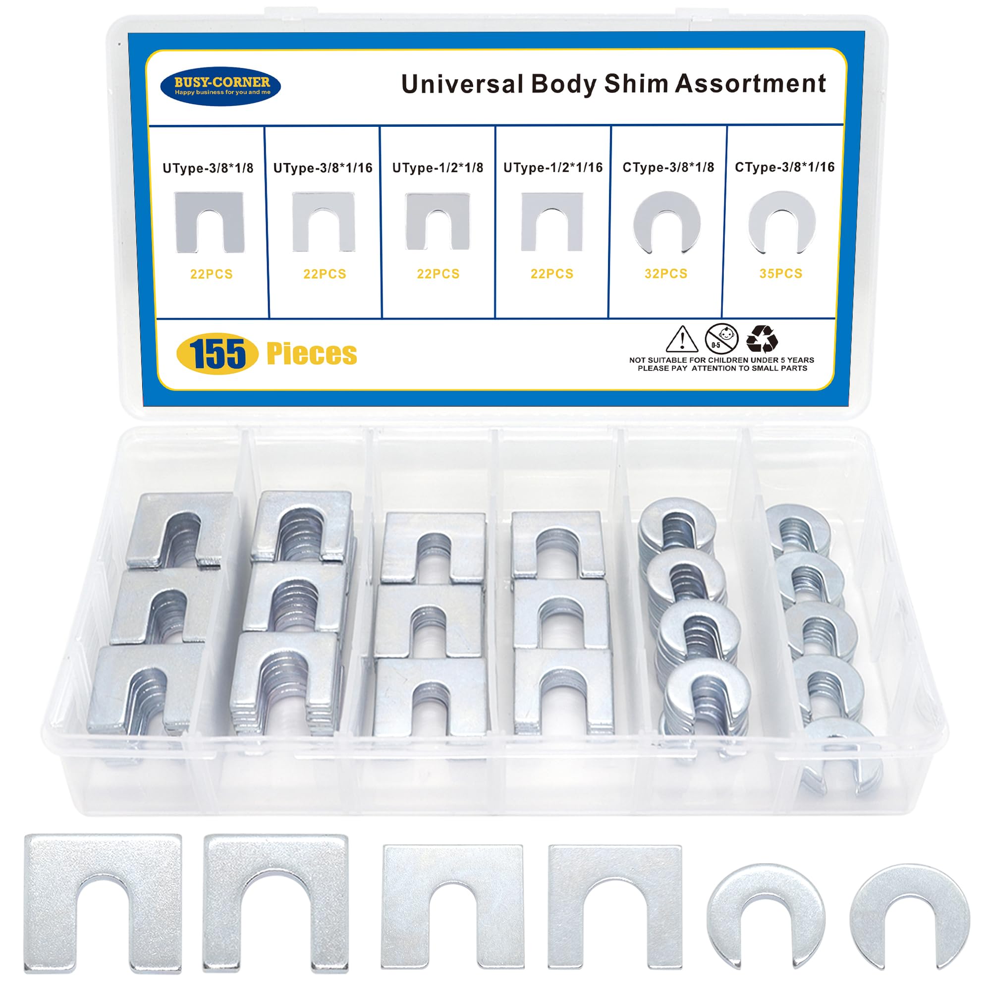 BUSY-CORNER kit front view showing clear case and labeled compartments for fast selection