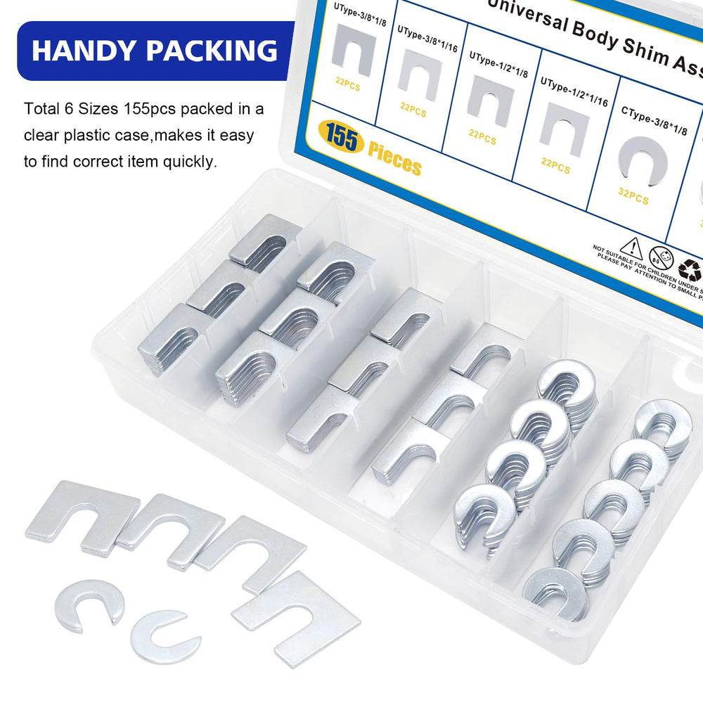BUSY-CORNER stacked shims demonstrating 1/16" and 1/8" thicknesses for accurate spacing