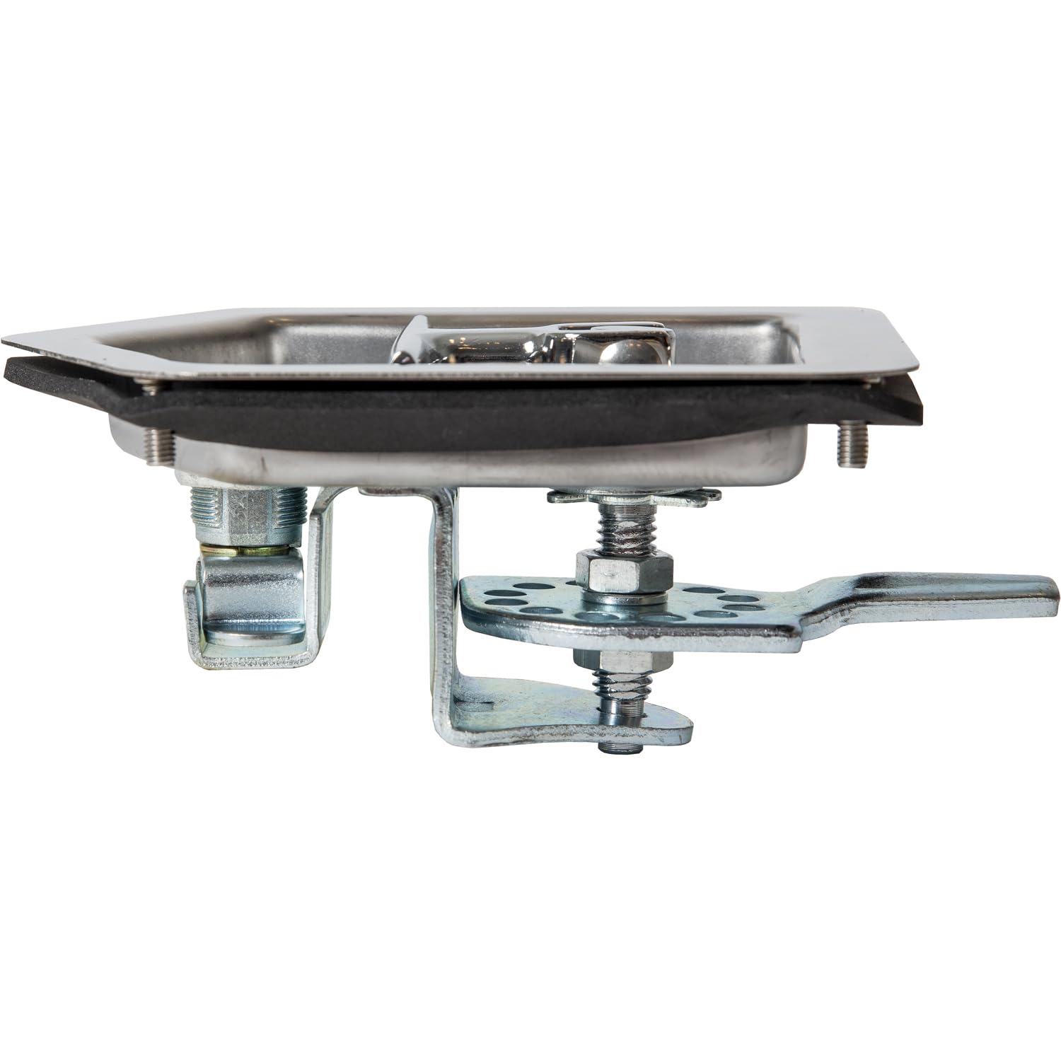 Buyers Products close-up of folding T-handle highlighting ergonomic grip and snag protection benefit
