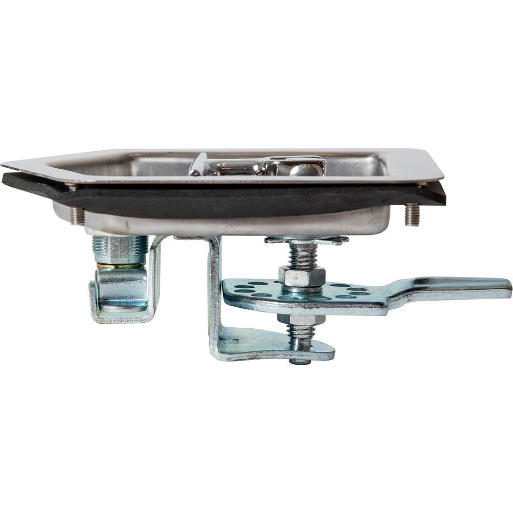 Buyers Products close-up of folding T-handle highlighting ergonomic grip and snag protection benefit