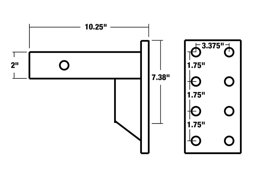 Buyers Products PM107 close-up of four pairs of mounting holes for versatile attachment