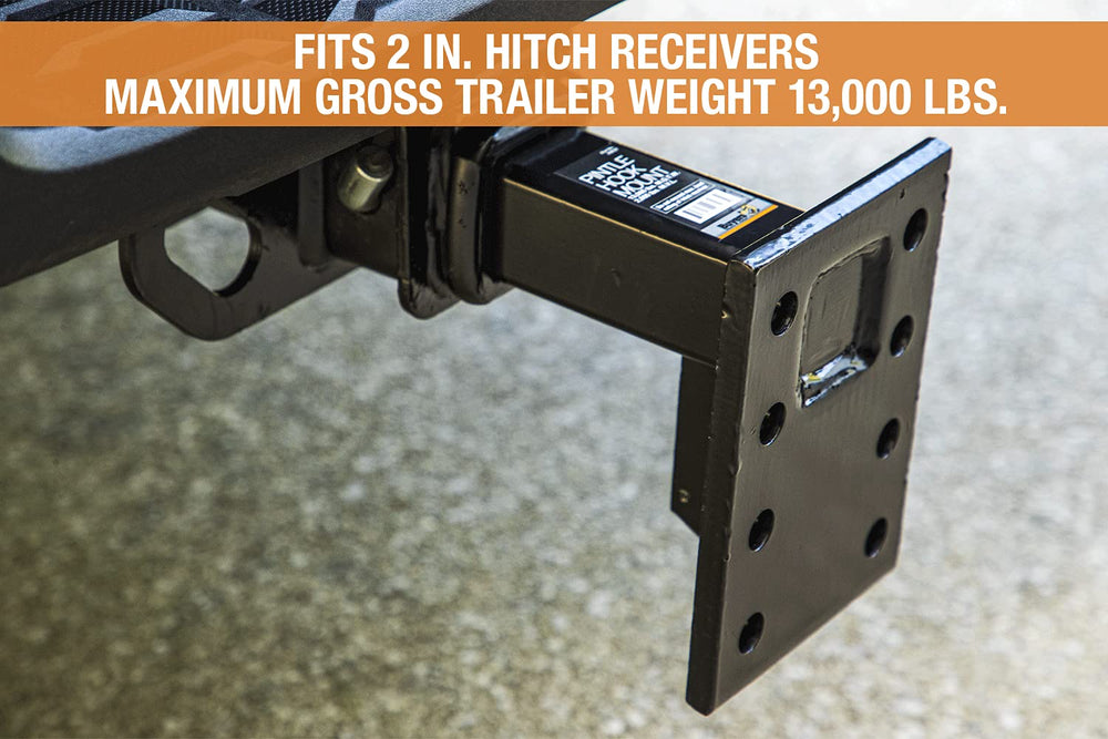 Buyers Products PM107 connected to a pintle hook demonstrating straightforward hardware compatibility