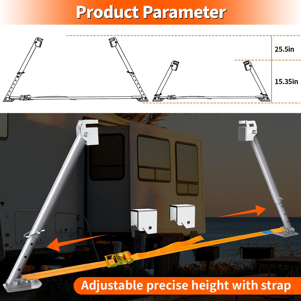 BuyGoe RV stabilizer installed at frame reducing lateral wobble while parked