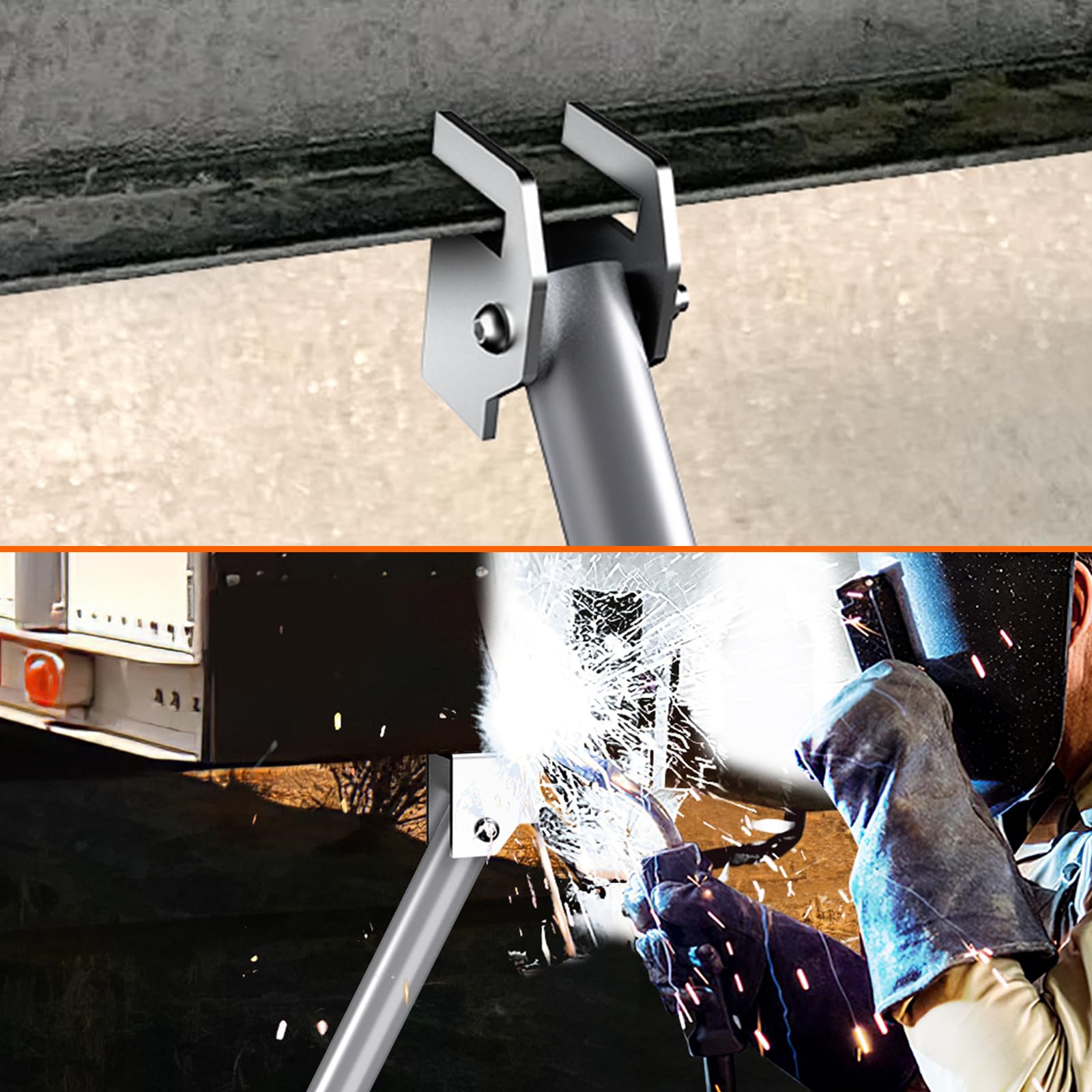 BuyGoe I-beam slotted connector closeup showing easy beam-edge mounting benefit