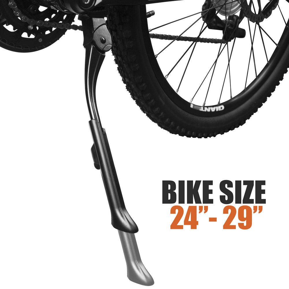BV kickstand adjusted to any-angle stance on uneven ground showing balanced support