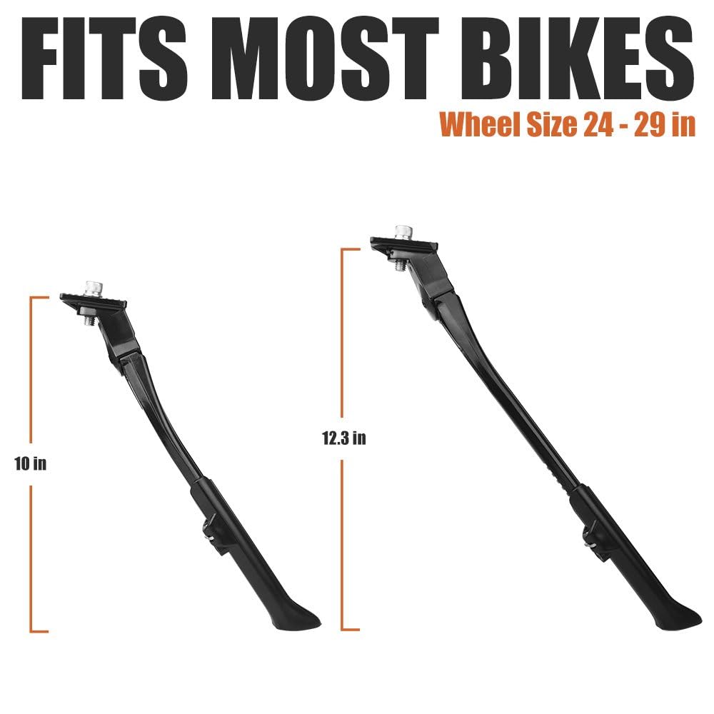 BV kickstand mounted on adult bike demonstrating stable parking on pavement