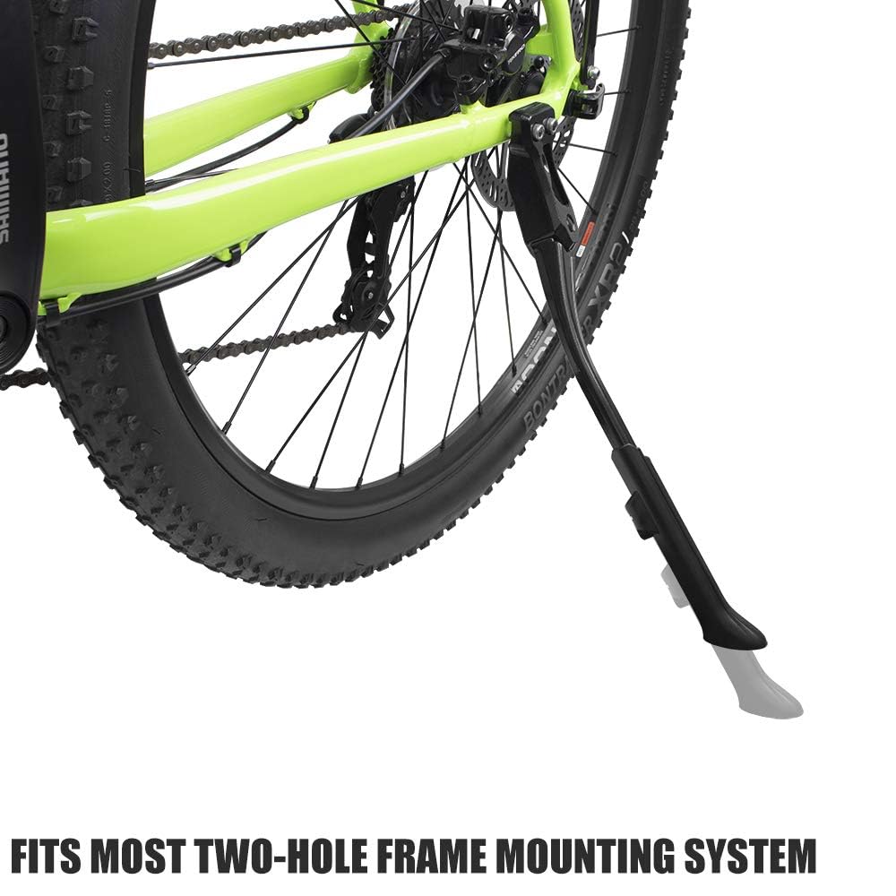 BV kickstand beside ruler showing adjustable range for 24 to 29 inch bicycles