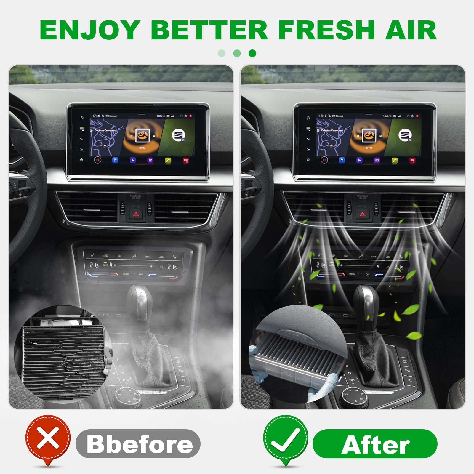 BX-Good cabin filter installed in glovebox, demonstrating easy DIY replacement benefit