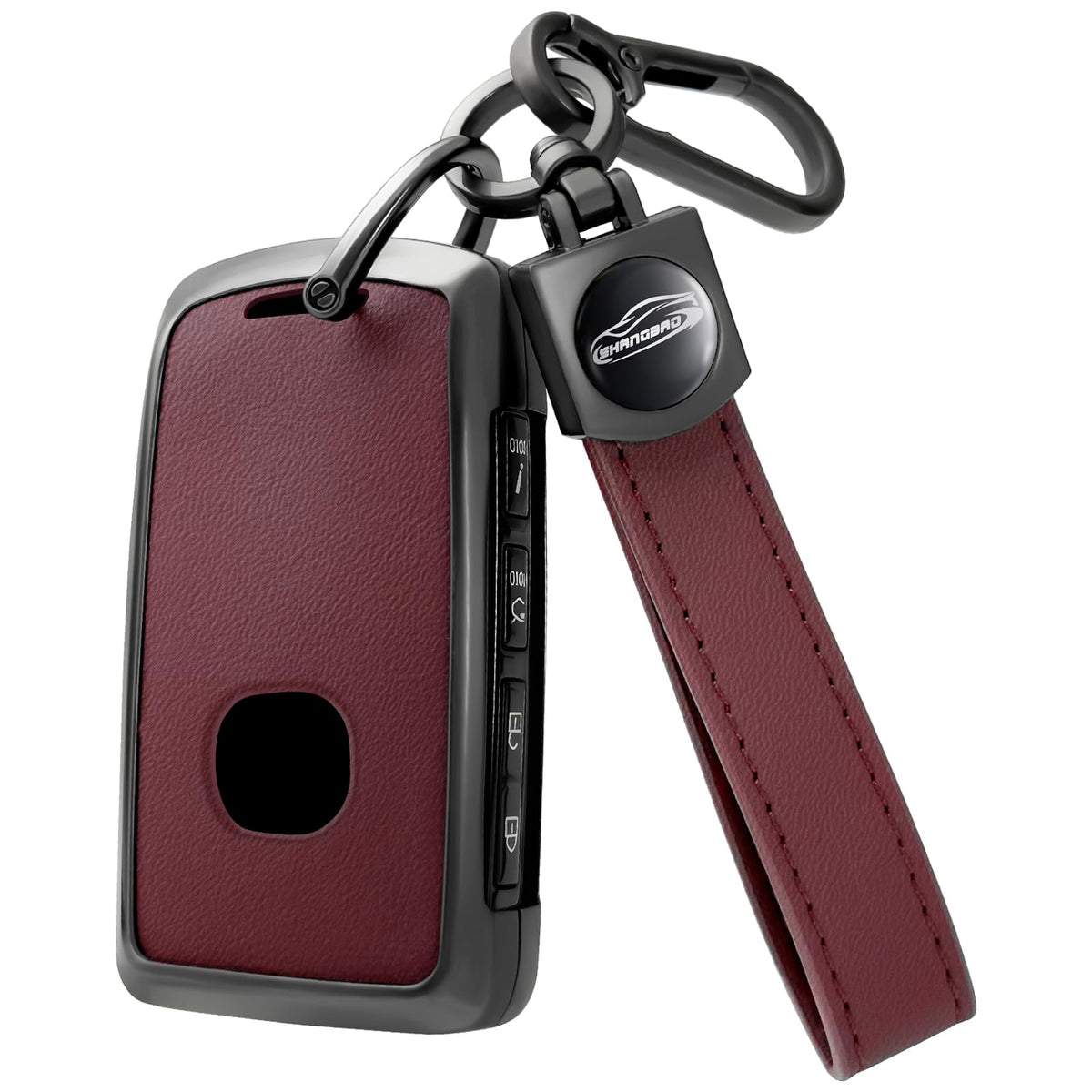 BXQATMB front view red key case shows elegant OEM leather and secure fit benefit