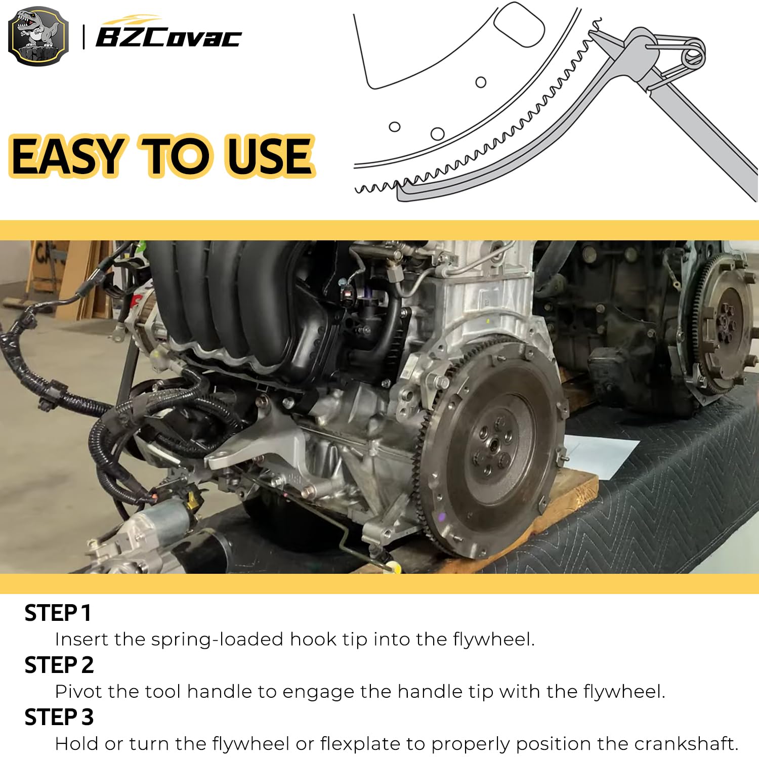 Bzcovac 25556 holding and turning a flywheel during service