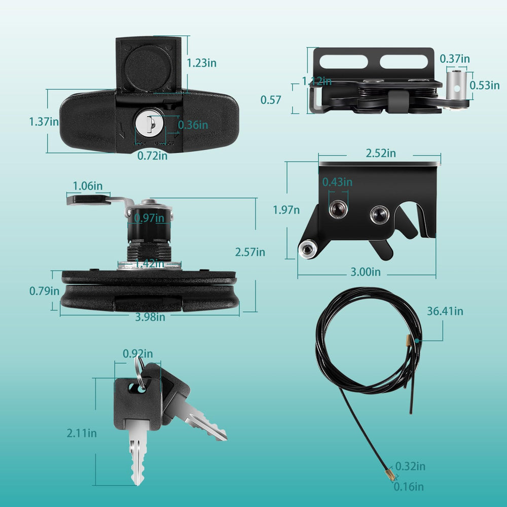 Bzumperyz packaged kit laid out to show included handle, latches, cables and keys