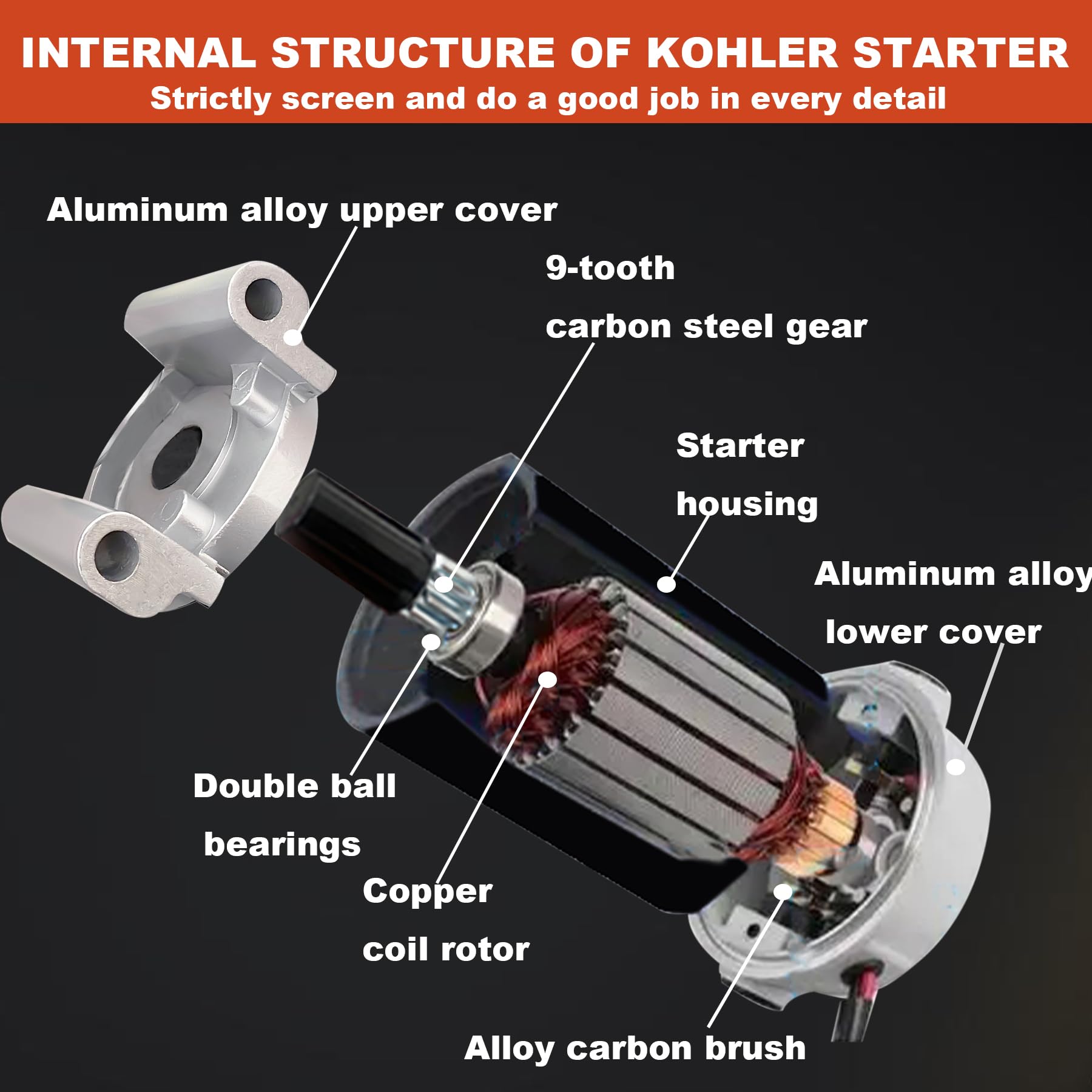 C CLINK starter close-up of drive gear showing 9-tooth detail for stronger torque delivery