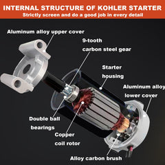 C CLINK starter close-up of drive gear showing 9-tooth detail for stronger torque delivery
