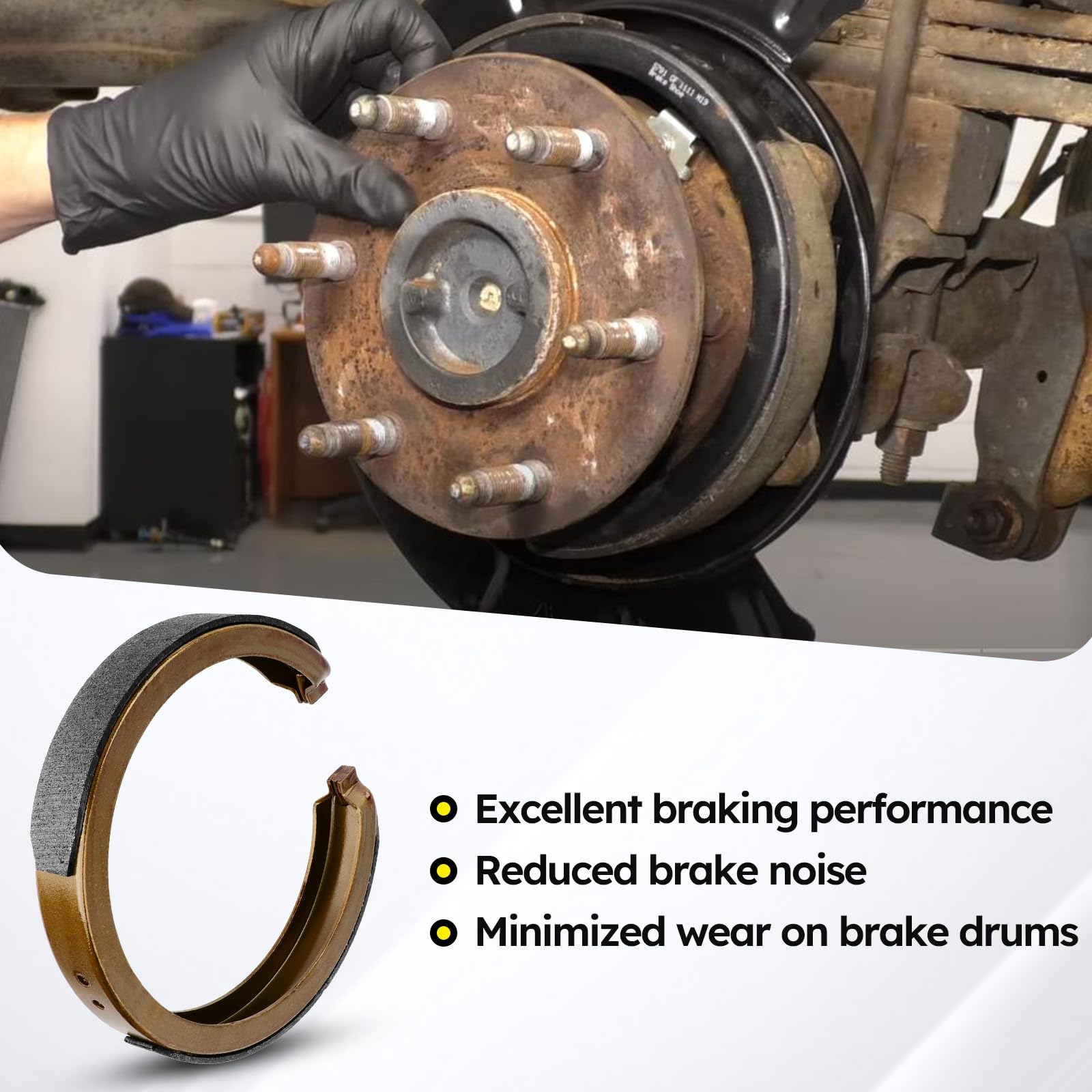 C-Tzu brake shoes installed inside drum demonstrating correct fitment