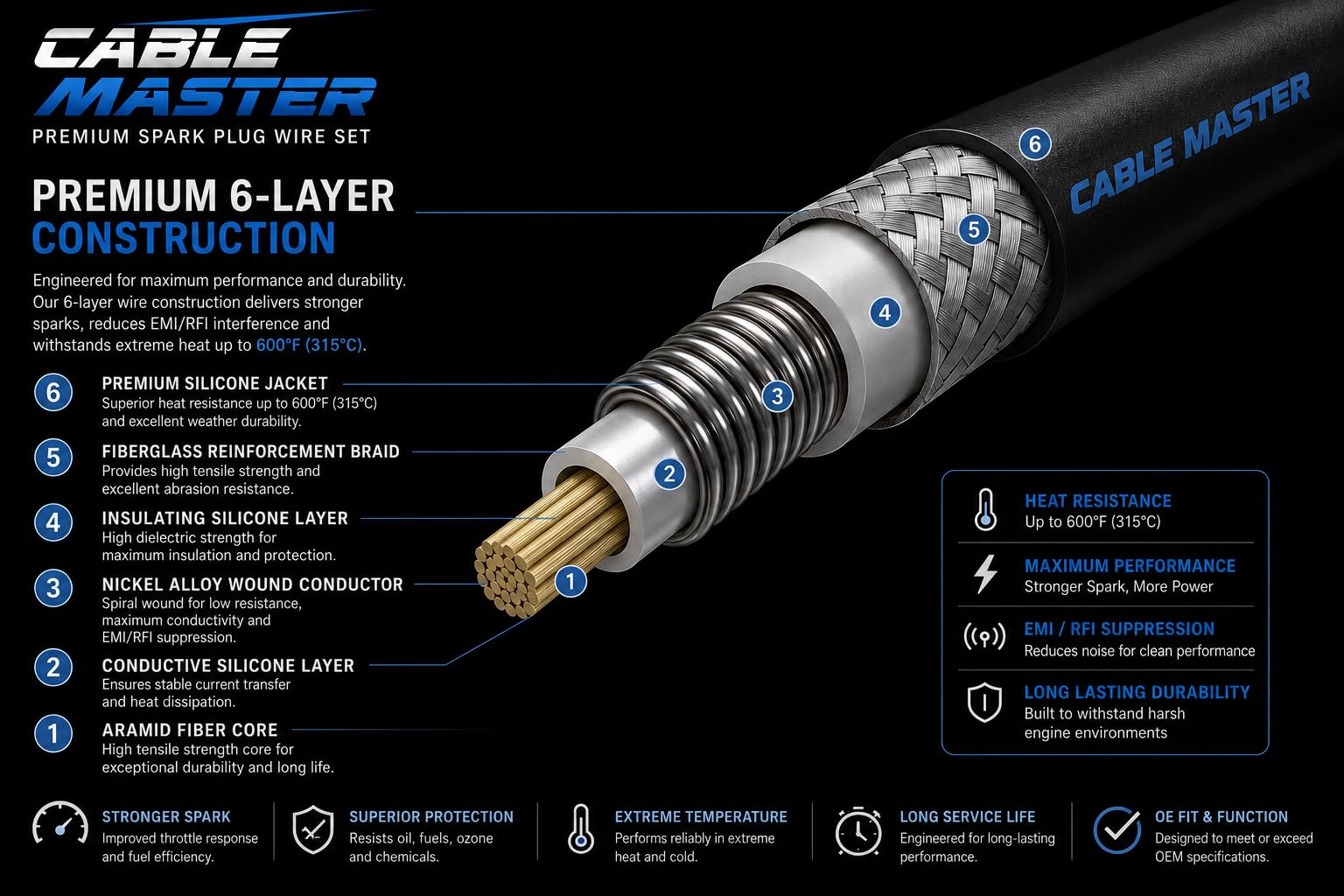 Cable Master installed in engine bay demonstrating correct fit and improved ignition reliability