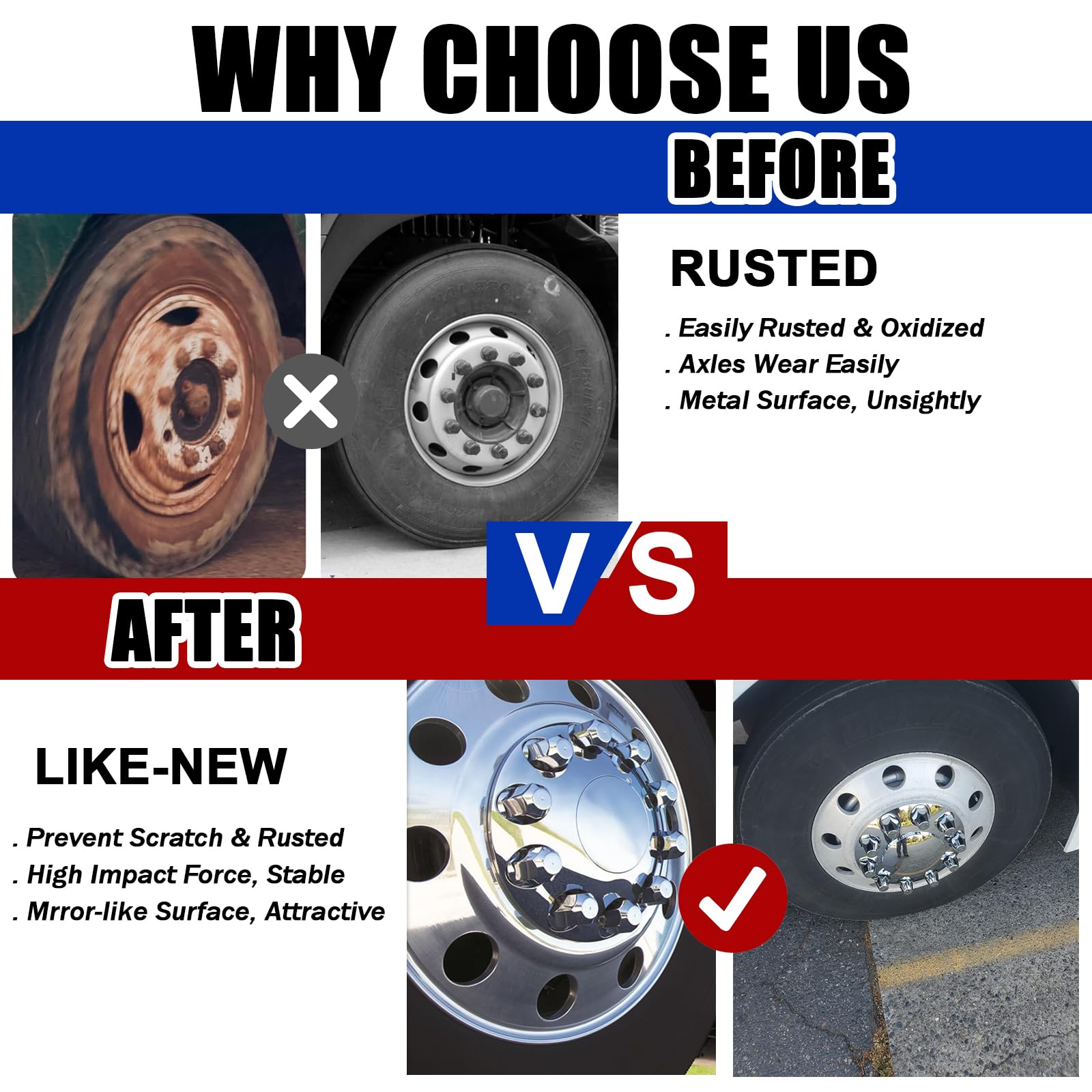 Cabtherlyn installed on semi truck wheel demonstrating professional polished appearance