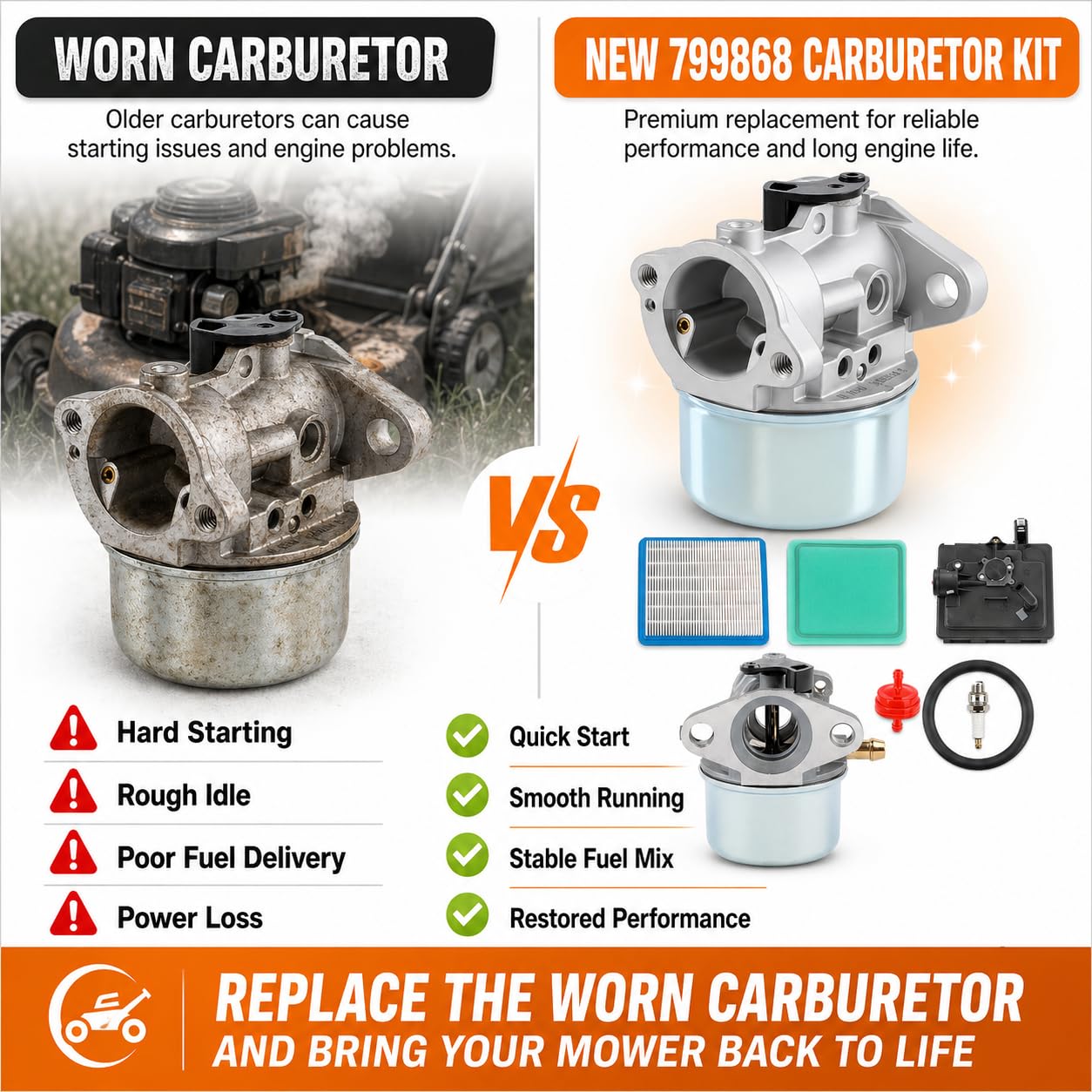 CAFEZAYO spark plug and fuel filter closeup, provides fresh ignition and clean fuel