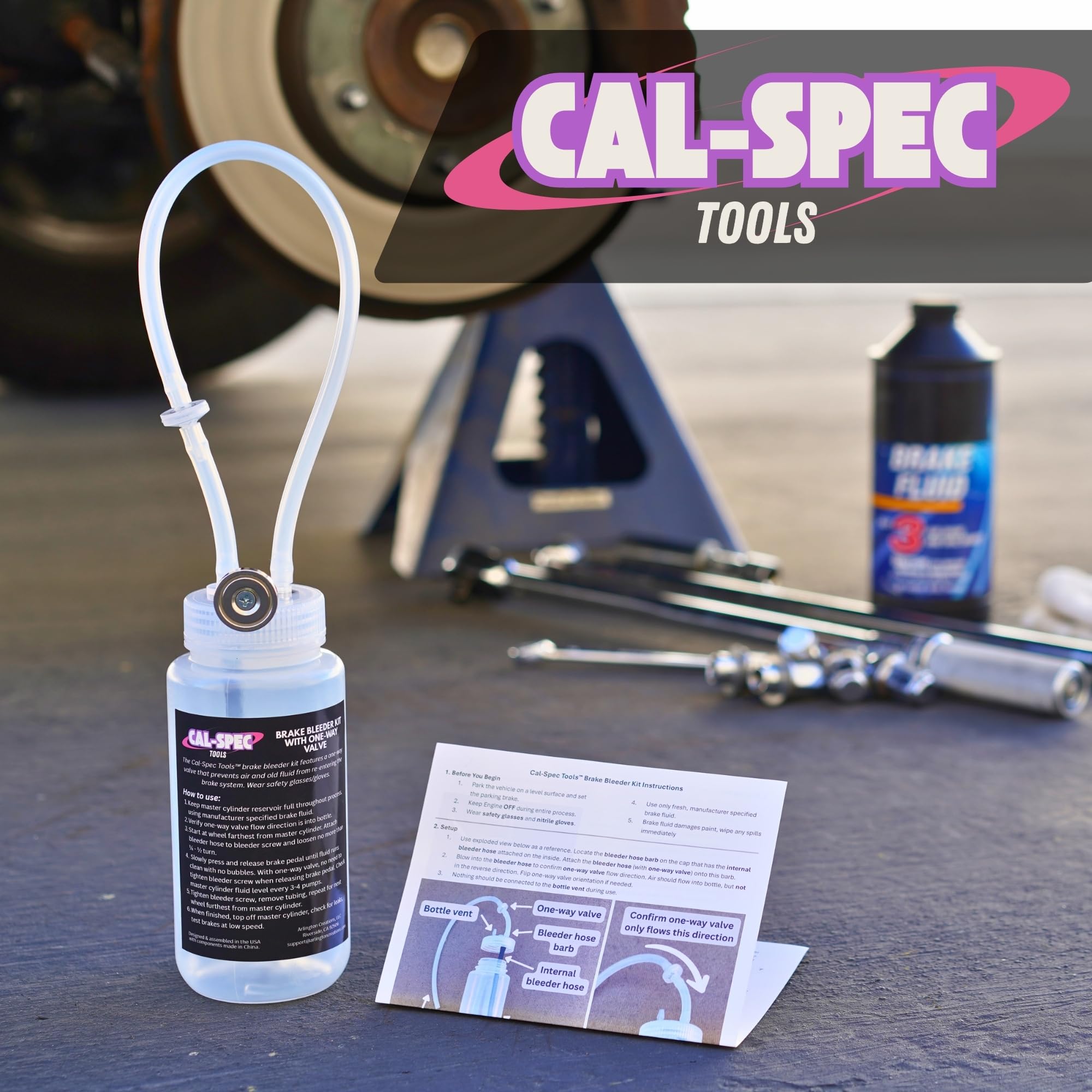 Cal-Spec Tools one-way check valve close-up preventing brake fluid backflow