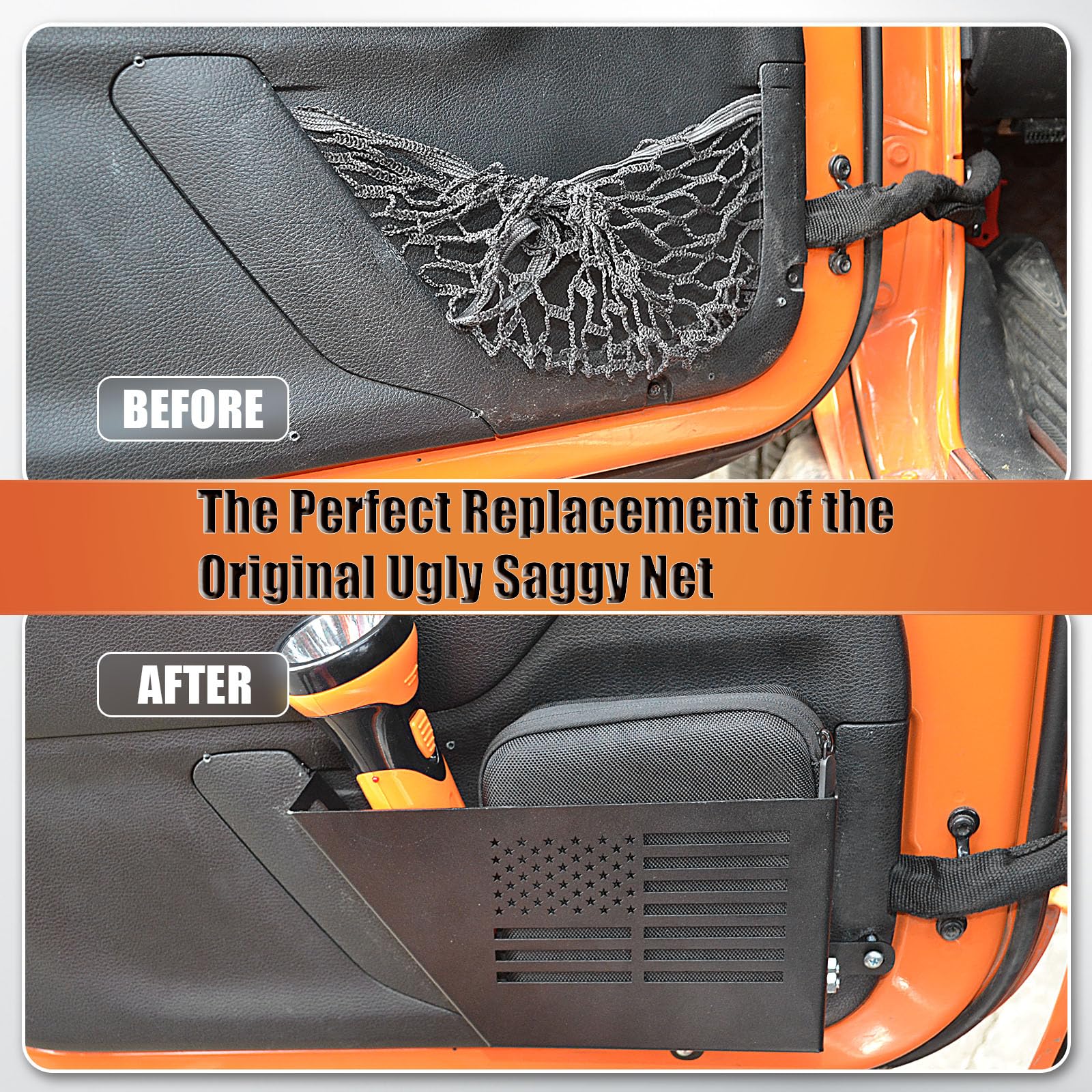 CALBEAU installed in Jeep interior demonstrating organized storage benefit