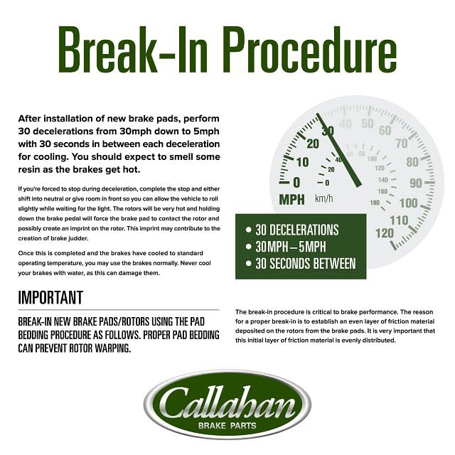 Callahan Brake Parts rotor and pad scale with ruler showing accurate sizing fit