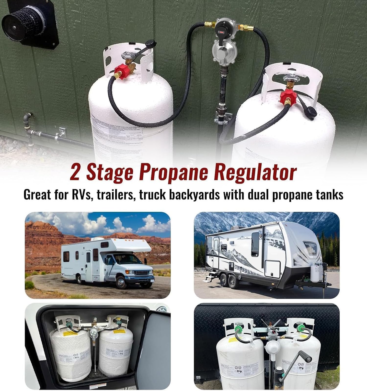 CALPOSE entire kit contents laid out including hoses, tape, wrench and regulator for easy installation