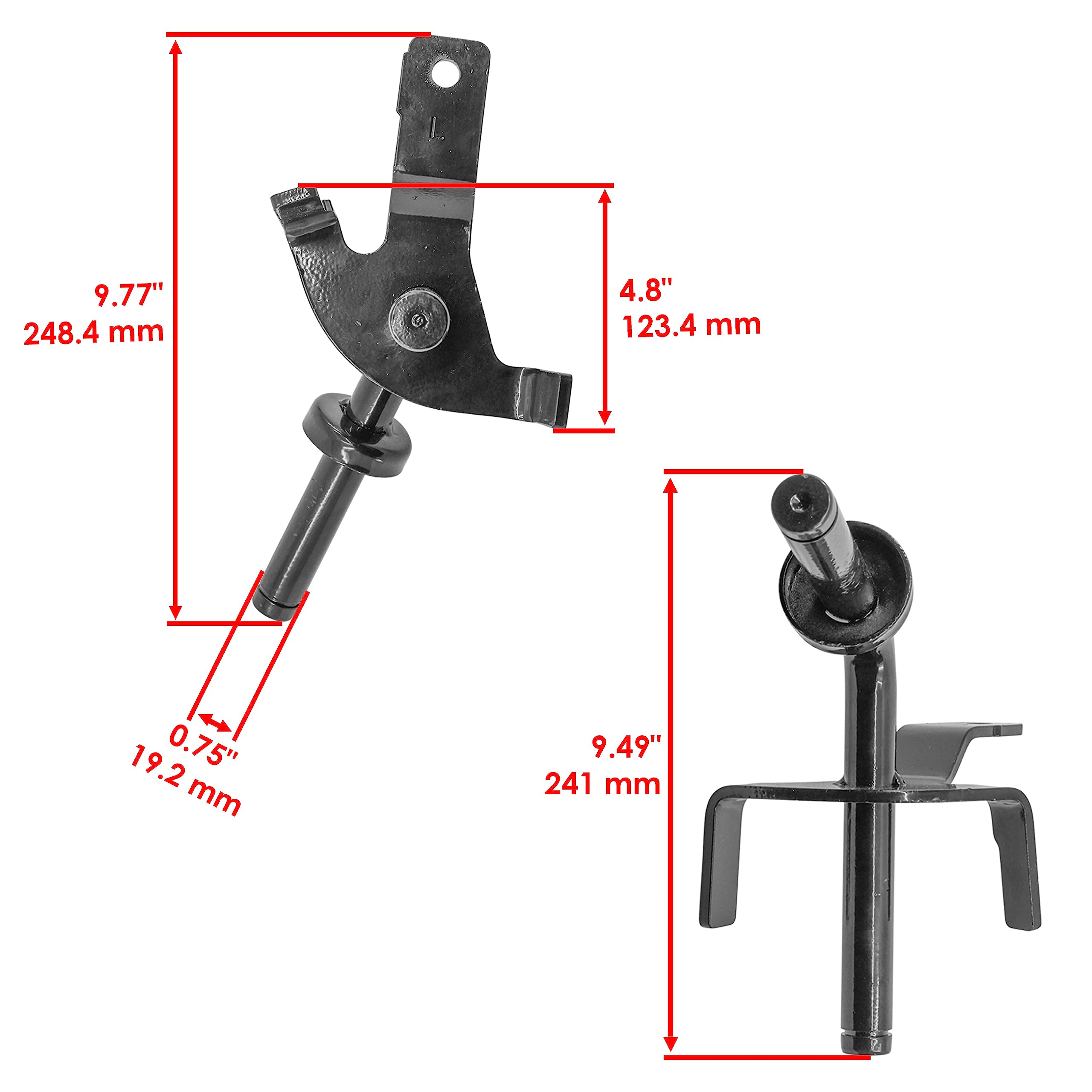 Caltric left spindle close-up showing machined surfaces and secure alignment