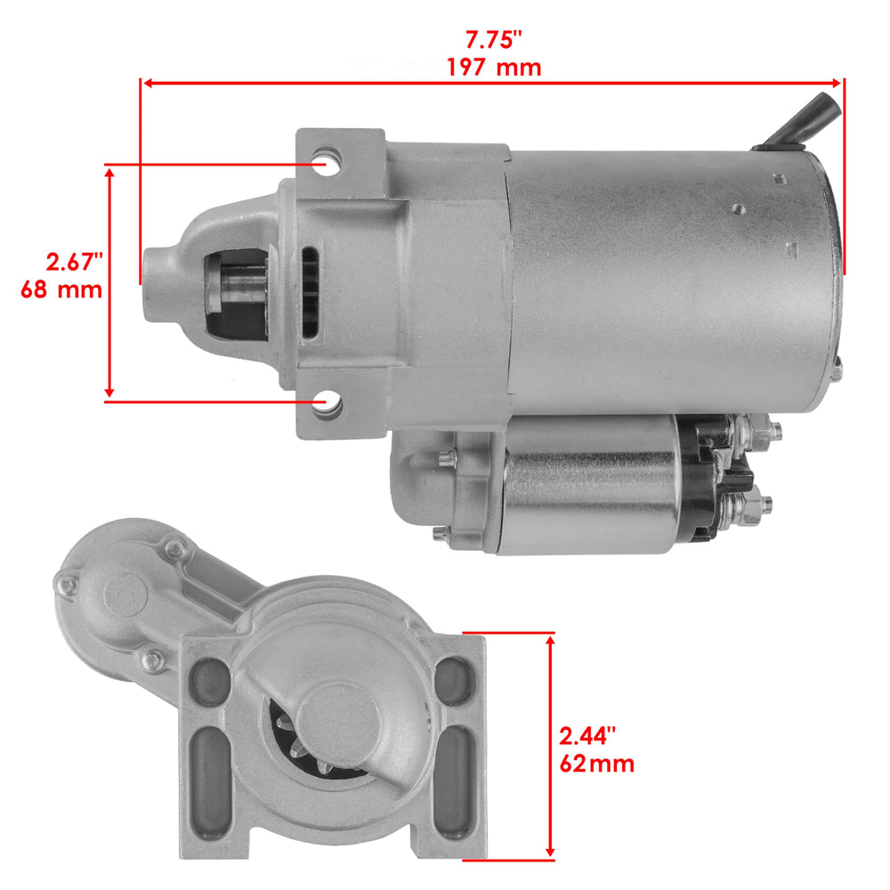 Caltric starter mounting holes closeup showing accurate bolt alignment benefit