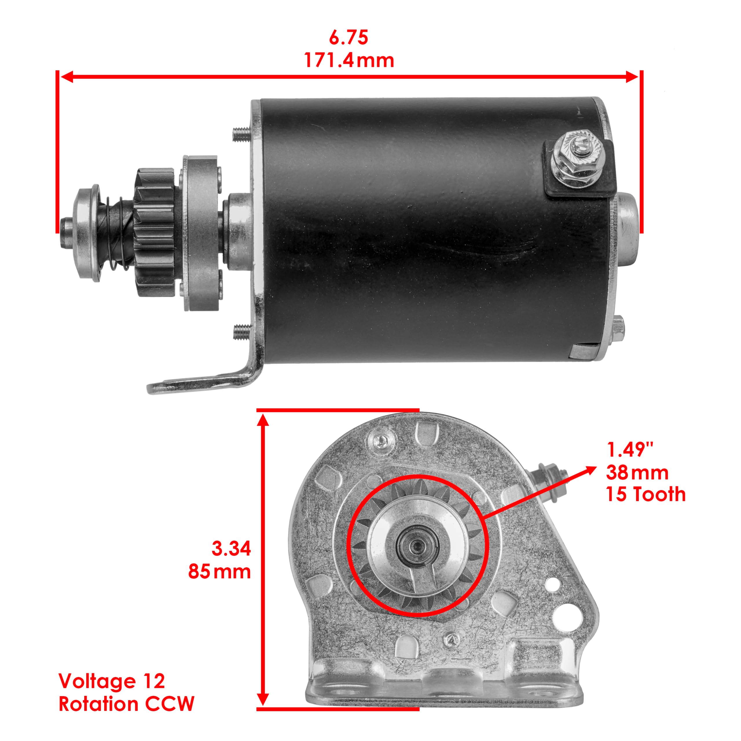 Caltric starter side profile highlighting solid construction for durability