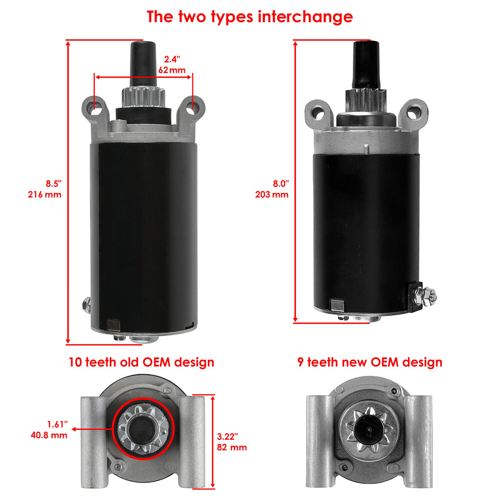 Caltric starter side profile highlighting durable casing and mount