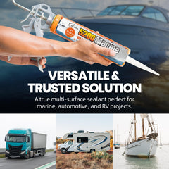 Calvana used to bed a deck railing on a boat showing secure fitting and durability benefit