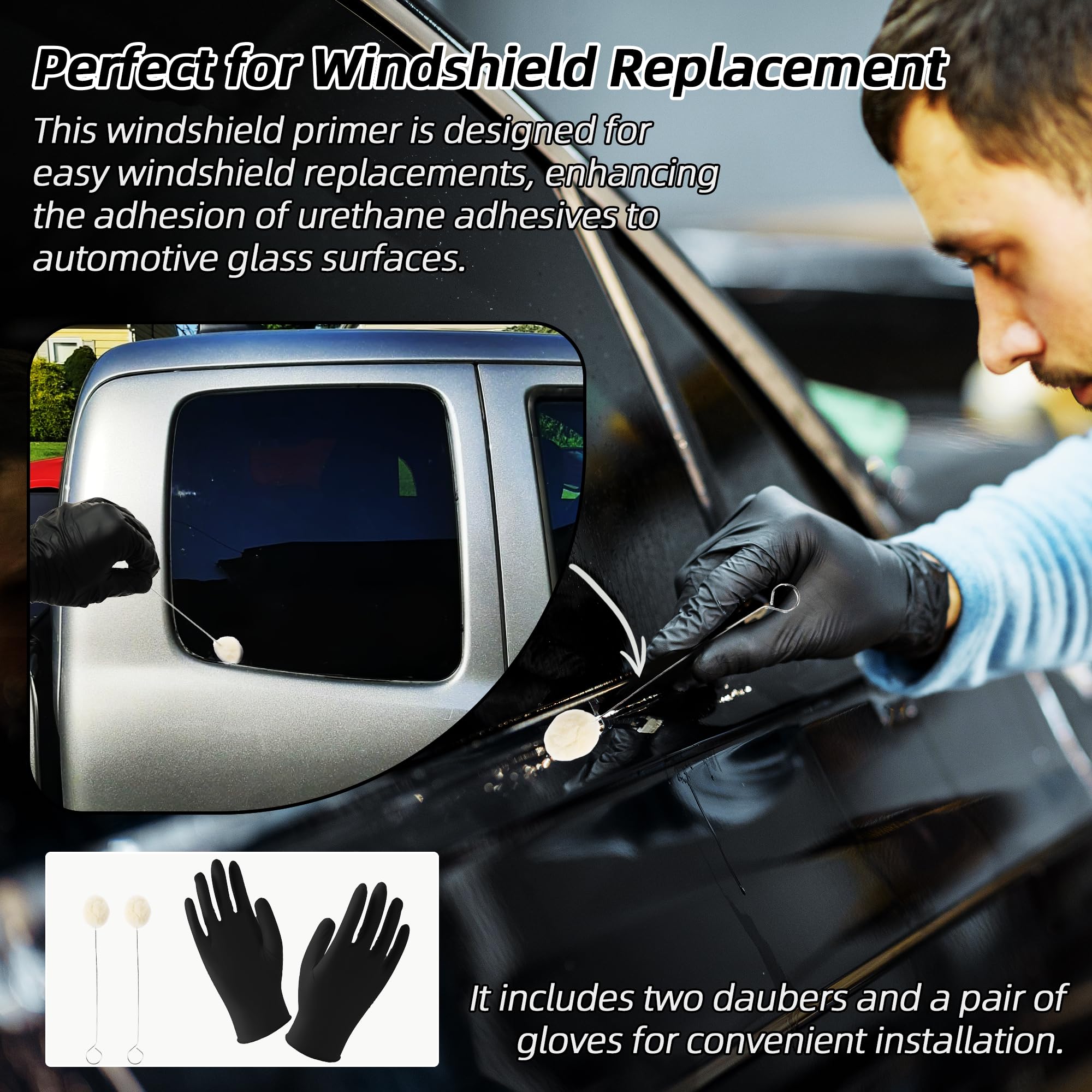 Calvana primer with nitrile gloves and two applicator sticks for neat application