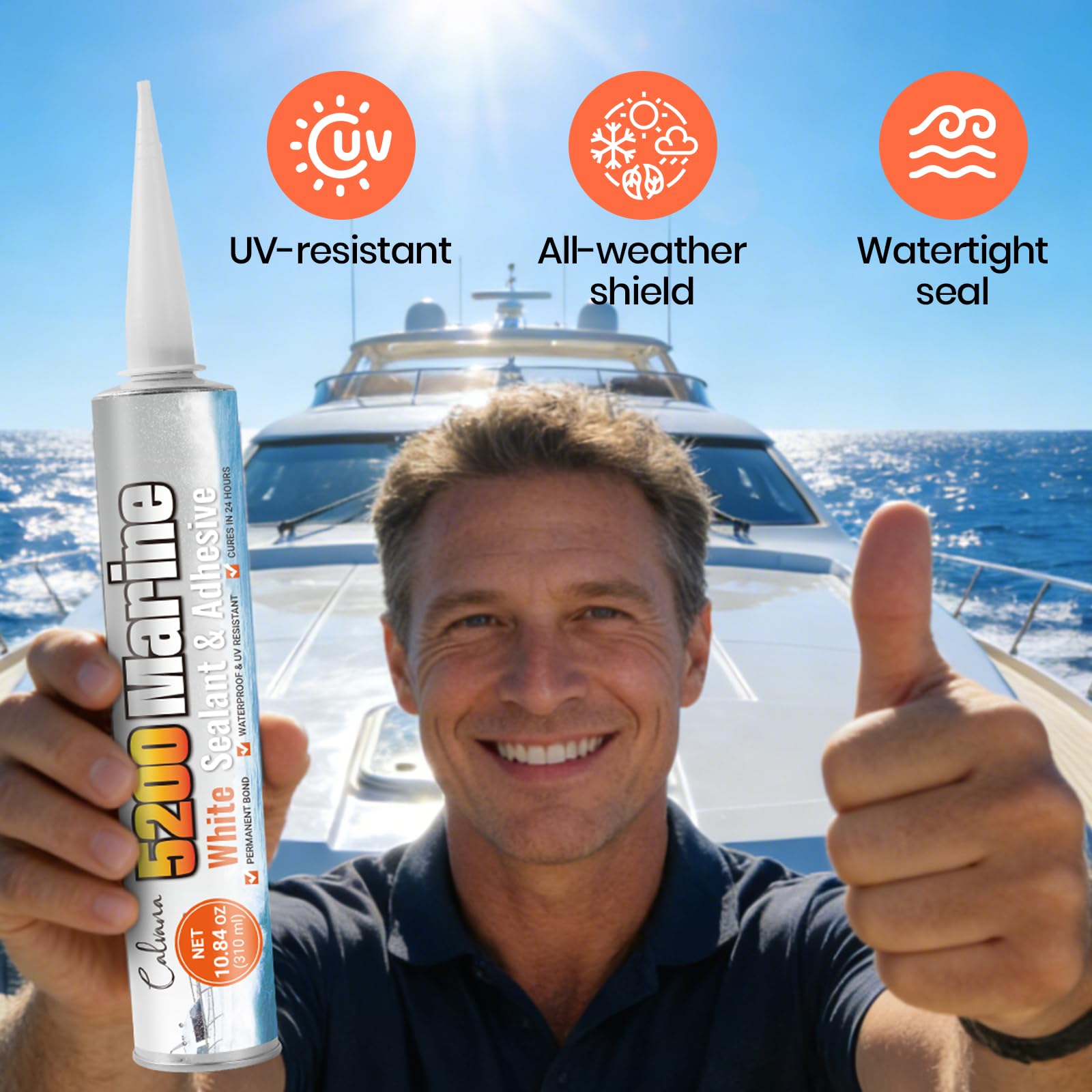 Calvana sealing a through-hull fitting underwater to highlight permanent waterproof bond benefit